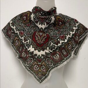 Chilly weather fine 100% wool  Paisley Scarf in Burgundy and Green